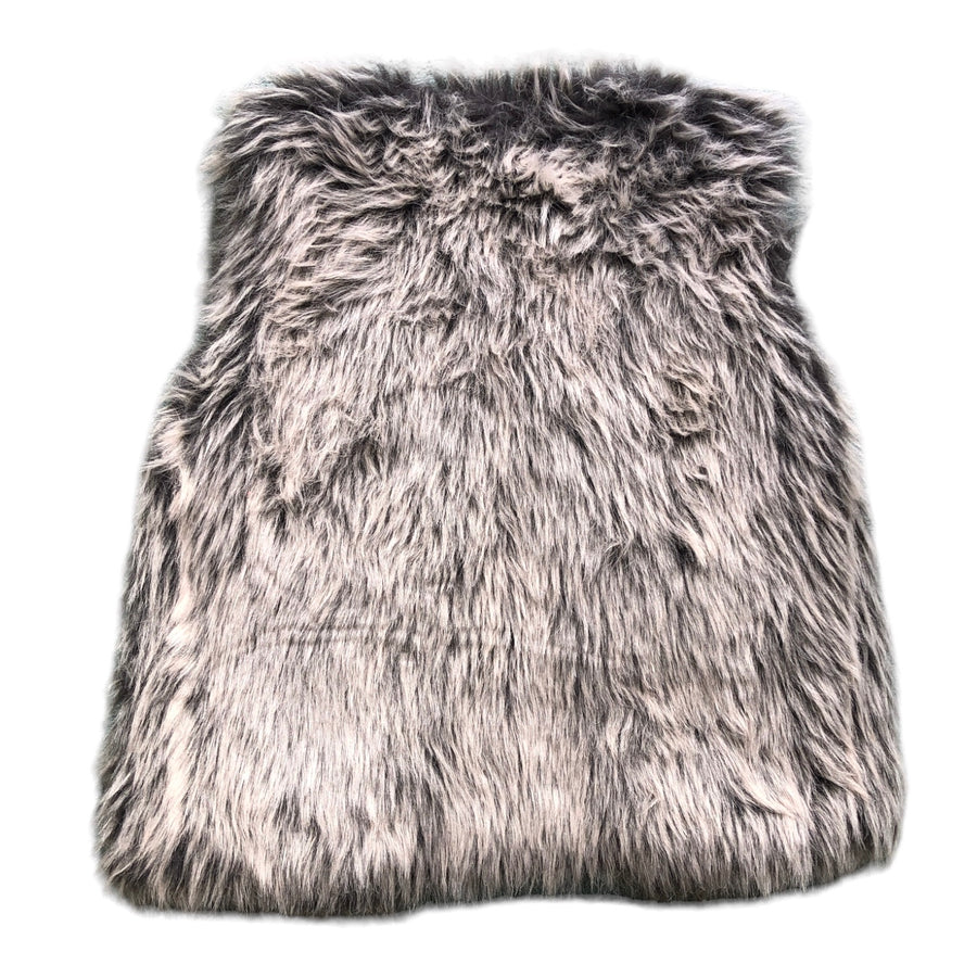 Minoti Grey & Cream faux fur vest - Size 7-8