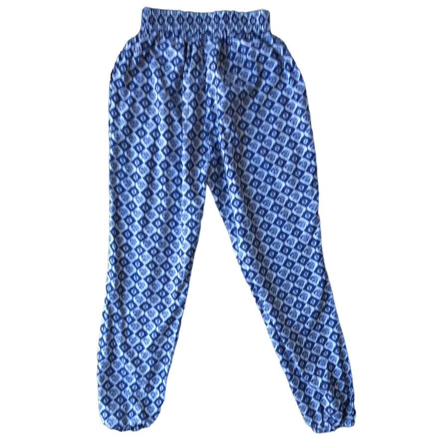 Mini Moi Navy & white batik print pant - Size 8-9