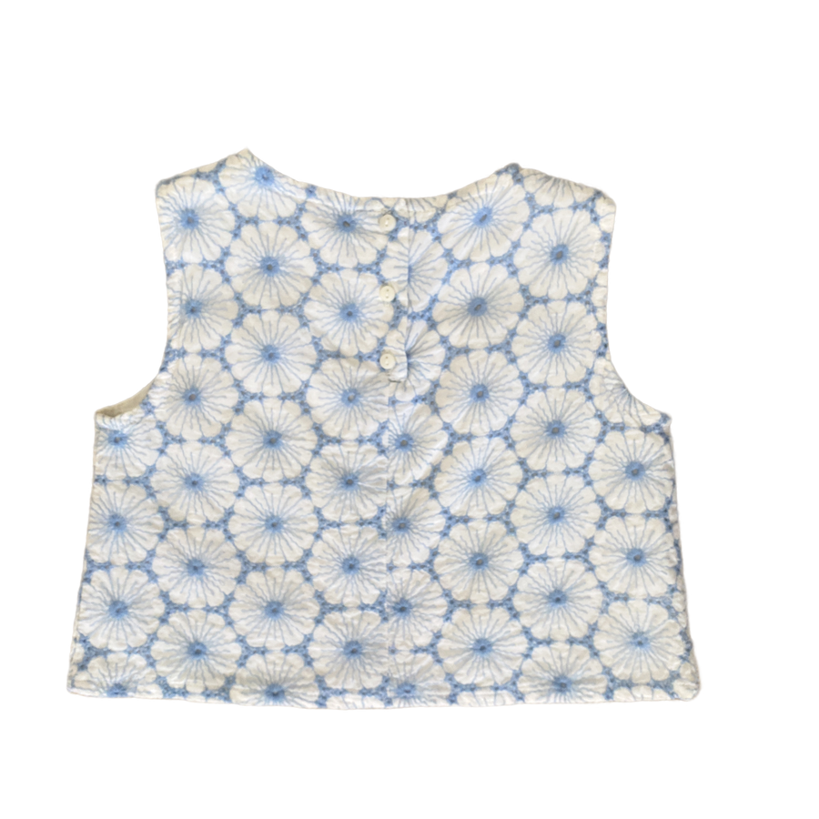 Zara Blue & White Embroidered Top - Size 7