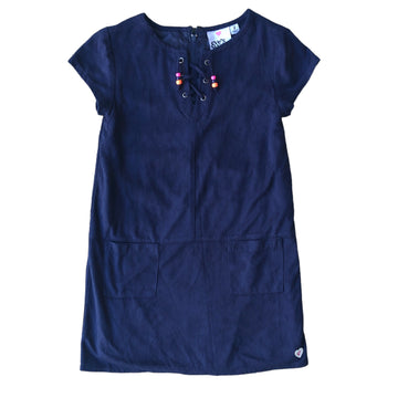 Eve's Sister Navy pinafore dress with beaded tassles - Size 7