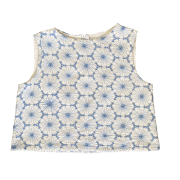 Zara Blue & White Embroidered Top - Size 7