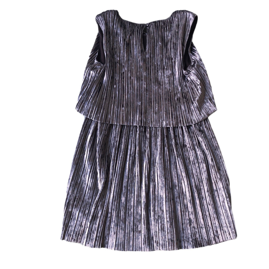 Minoti Silver velvet dress - Size 8-9