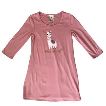 Jenna & Jessie Pink llama dress - Size 8