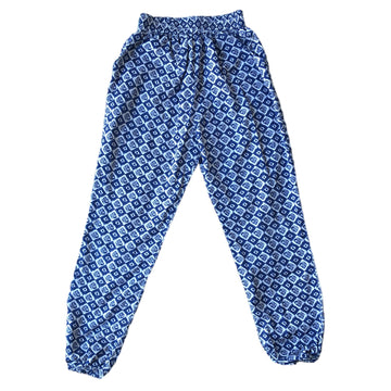 Mini Moi Navy & white batik print pant - Size 8-9