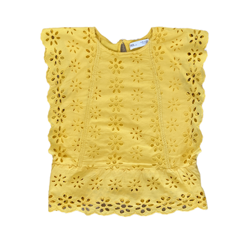 Zara Yellow brodarie anglaise top - Size 9