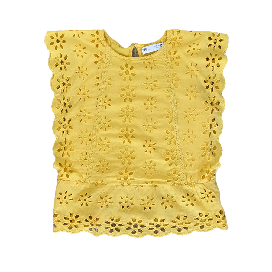 Zara Yellow brodarie anglaise top - Size 9