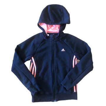 Adidas Black & pink zip hoodie - Size 9-10