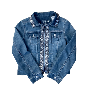 Guess Denim Jacket with Sequins Size 8