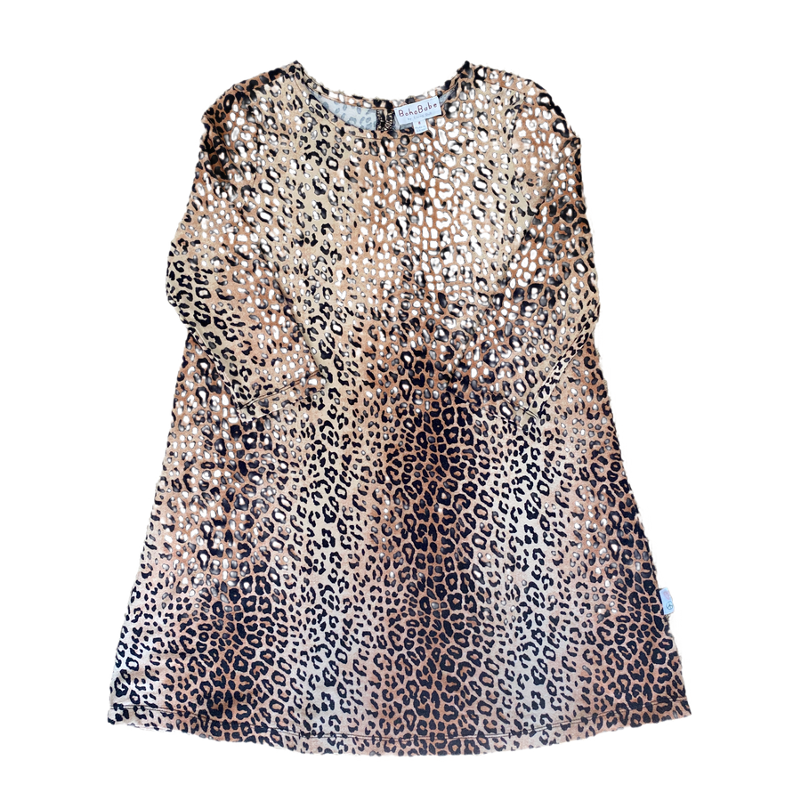 Boho Babe Long Sleeve Dress Leopard Print Size 8