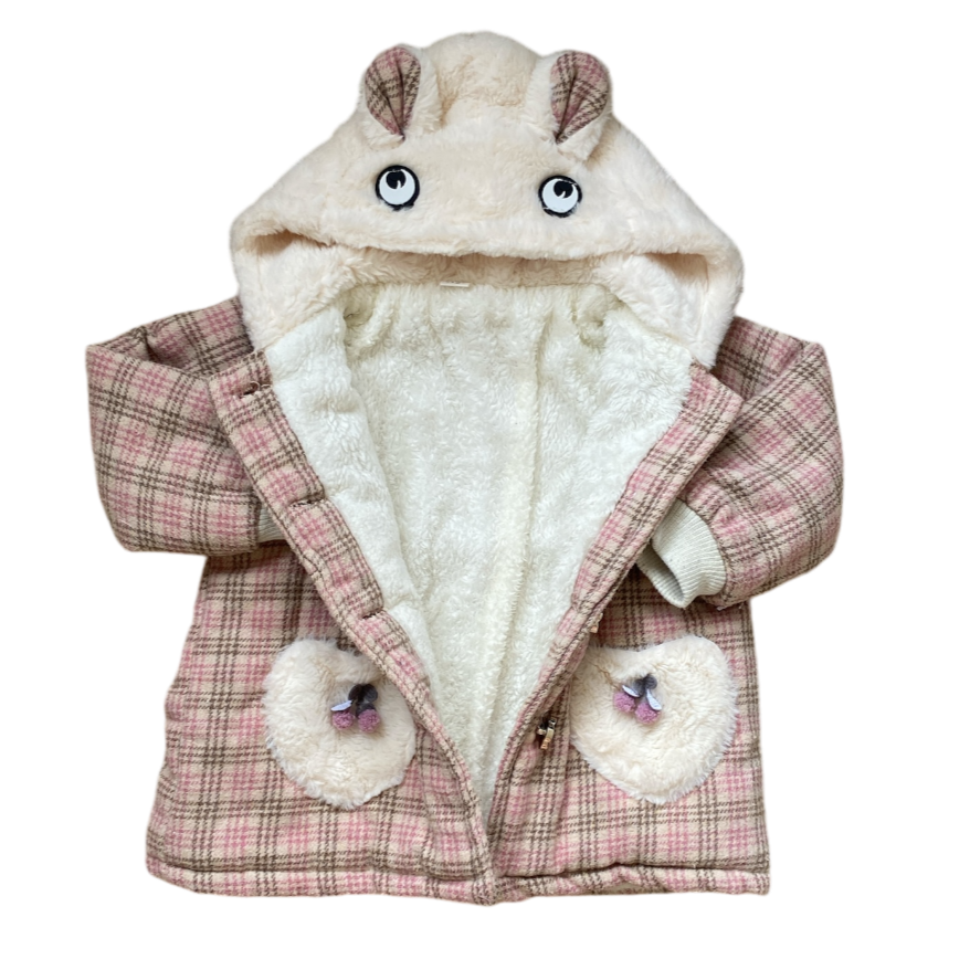 Pink Check Fleece Lined Jacket Size 4