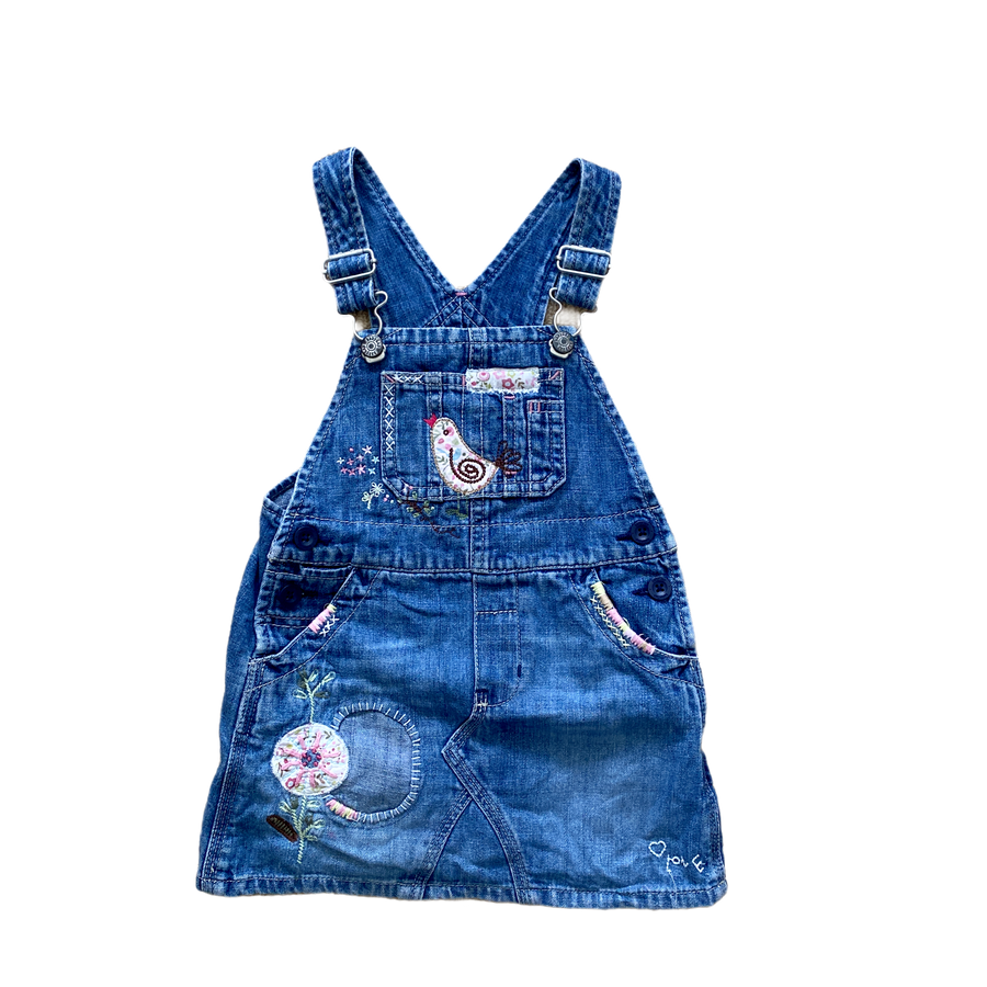 Baby Gap Denim Dress with Bird Applique Size 2