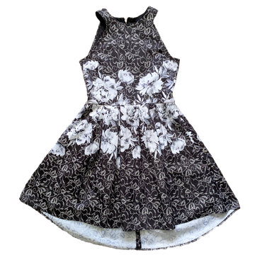 Origami Charcoal with rose print dress Size 14