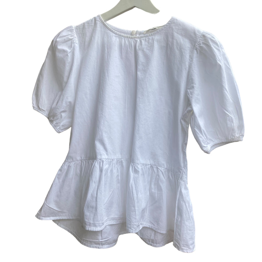 H&M White short puff sleeve Blouse - Size 13
