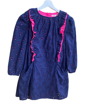 Billie Blush Long sleeve Navy dress with Hot pink lining - Size 10