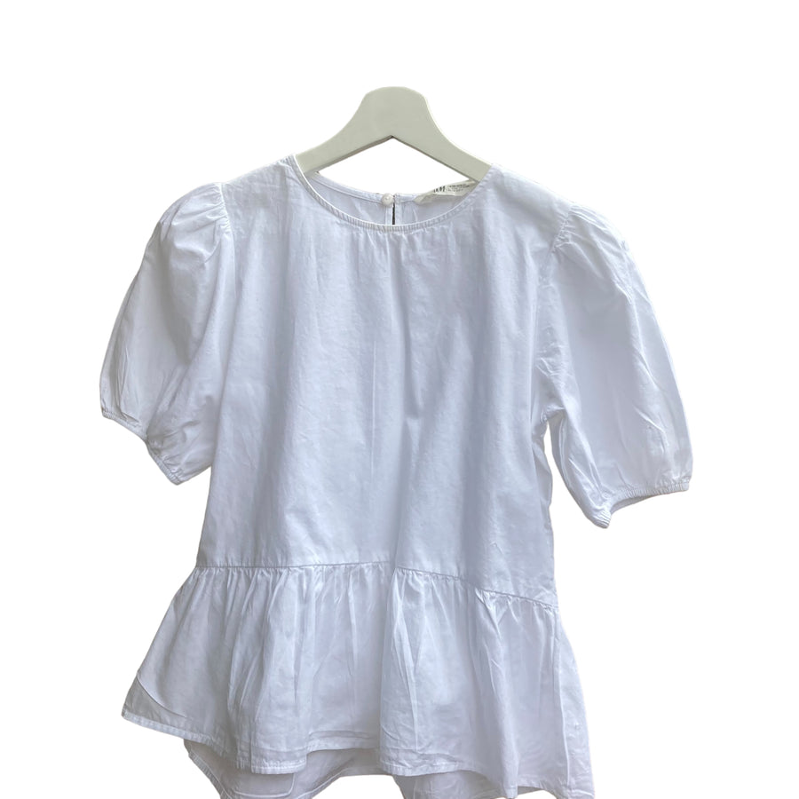 H&M White short puff sleeve Blouse - Size 13