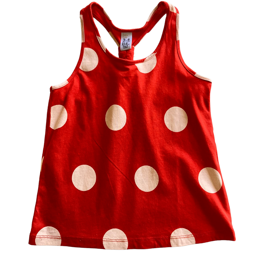 Zara Kids red Polka Dot racer back singlet - Size 3