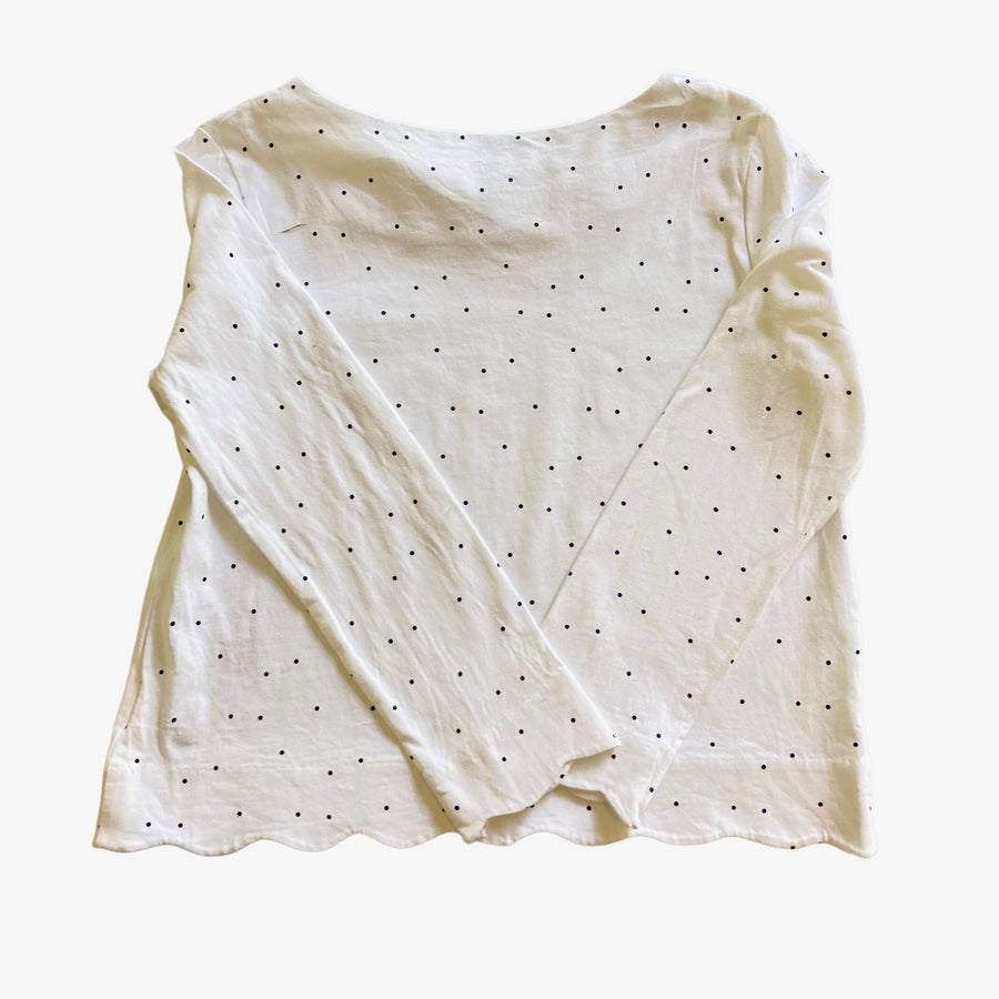 Witchery Long Sleeve White Top with Black Polka dots Size 10