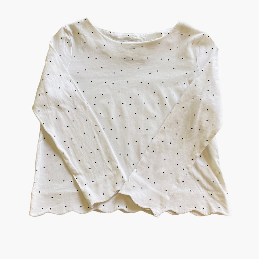 Witchery Long Sleeve White Top with Black Polka dots Size 10