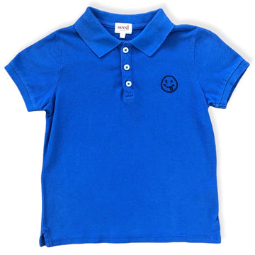 Seed Smiley Face blue polo - Size 6