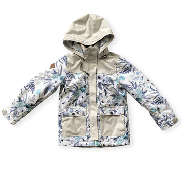 Rojo - Ski Jacket - White with blue flowers- Size 10