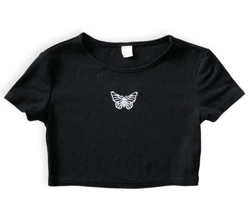 Shein Butterfly Black Top - Size 10