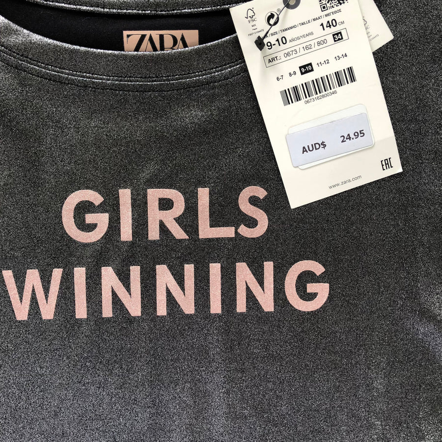 Zara 'Girls #winning' top NWT - size 9-10