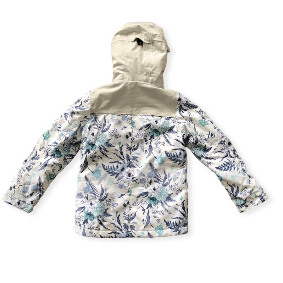 Rojo - Ski Jacket - White with blue flowers- Size 10