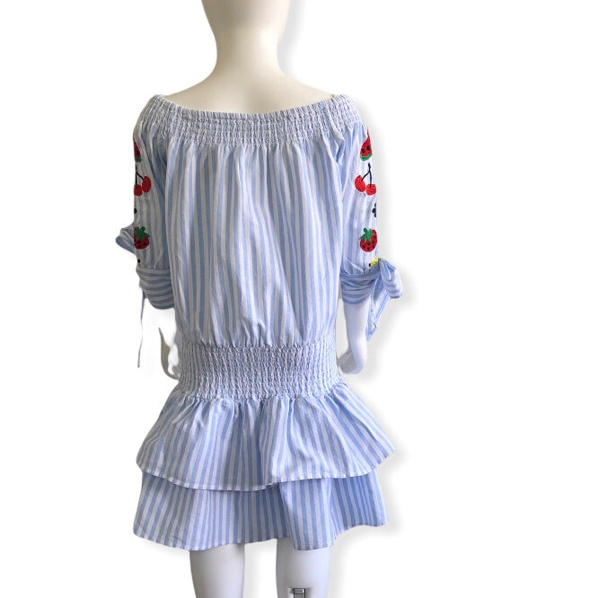 Seed Teen Embroidered striped dress - Size 10 - 12